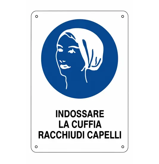 Cartello obbligo  indossare la cuffia racchiudi capelli