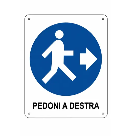 Cartello obbligo  pedoni a destra