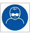Cartello obbligo proteggere bambini con occhiali opachi