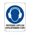 Cartello obbligo  proteggere l'udito con cuffia antirumore o tappi