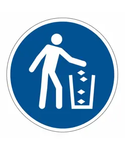 Cartello obbligo  versare i rifiuti nell' apposito contenitore