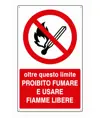 Cartello  oltre questo limite proibito fumare e usare fiamme libere