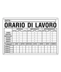 Cartello 'orario di lavoro"