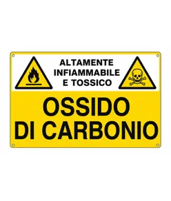 Cartello 'ossido di carbonio altamente infiammabile e tossico'