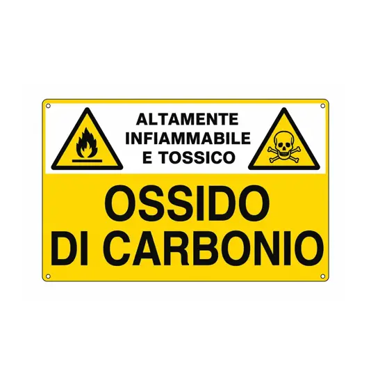 Cartello 'ossido di carbonio altamente infiammabile e tossico'