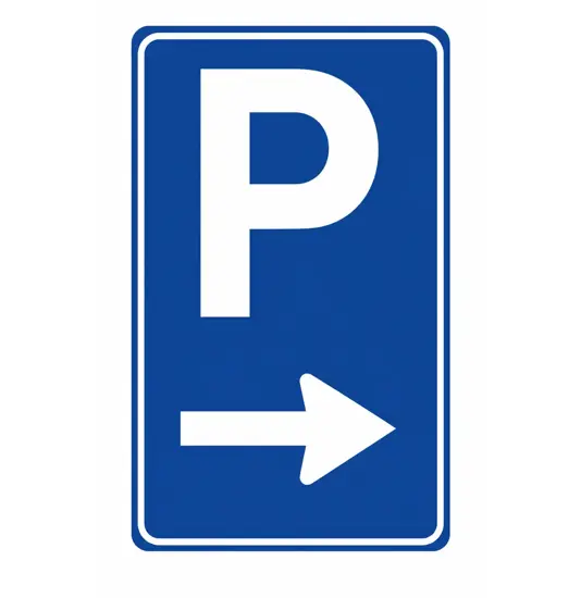 Cartello parcheggio a destra 60x90 cm