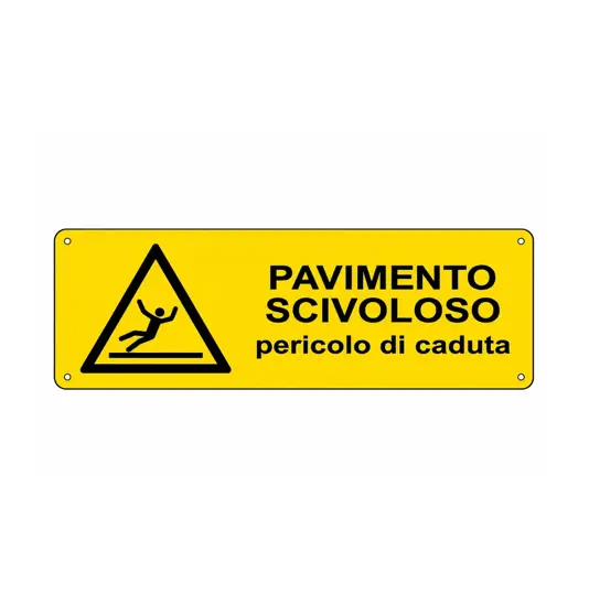 Cartello 'pavimento scivoloso pericolo di caduta'
