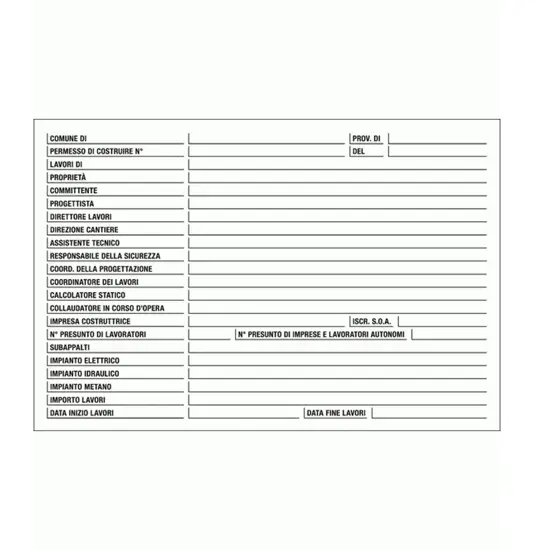 Cartello per cantiere in polionda 67 x 100 cm