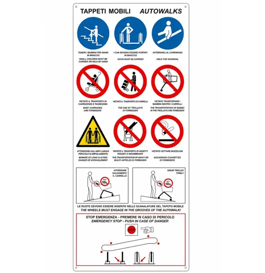 Cartello per scale e tappeti mobili