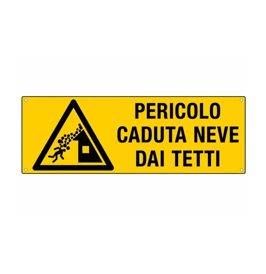 Cartello 'pericolo caduta neve dai tetti'