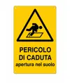 Cartello 'pericolo di caduta apertura nel suolo'