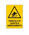 Cartello 'pericolo di caduta e annegamento'