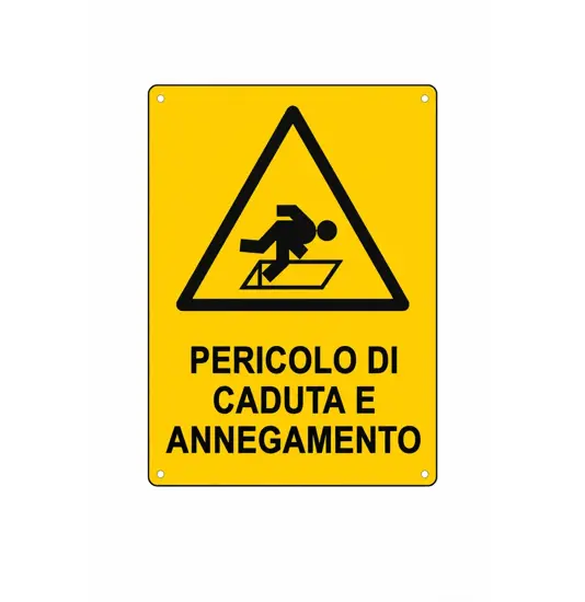 Cartello 'pericolo di caduta e annegamento'