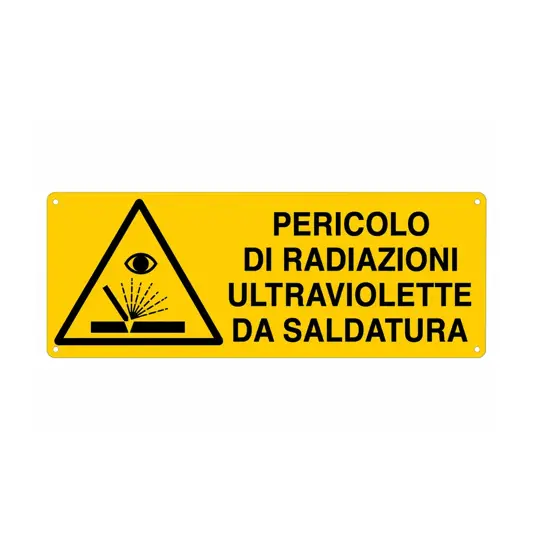 Cartello 'pericolo di radiazioni ultraviolette da saldatura'