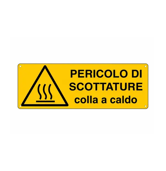 Cartello 'pericolo di scottature colla a caldo'
