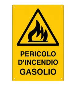 Cartello 'pericolo d'incendio gasolio'