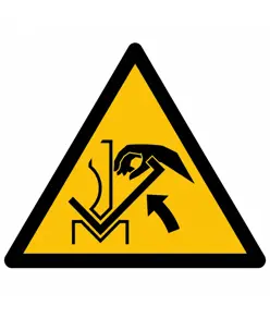 Cartello pericolo  schiacciamento mani pressa e materiali