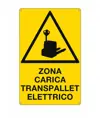Cartello 'Pericolo zona carica traspallet elettrico'