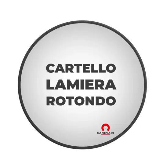 Cartello personalizzato in lamiera scatolata formato rotondo