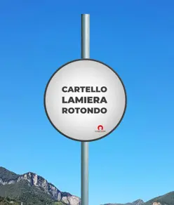 Cartello personalizzato in lamiera scatolata formato rotondo