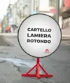 Cartello personalizzato in lamiera scatolata formato rotondo