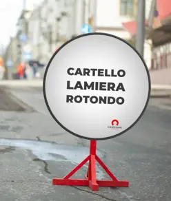 Cartello personalizzato in lamiera scatolata formato rotondo