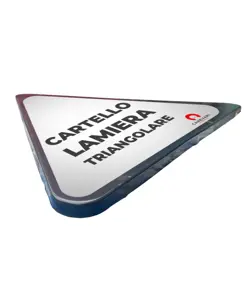Cartello personalizzato in lamiera scatolata formato triangolare