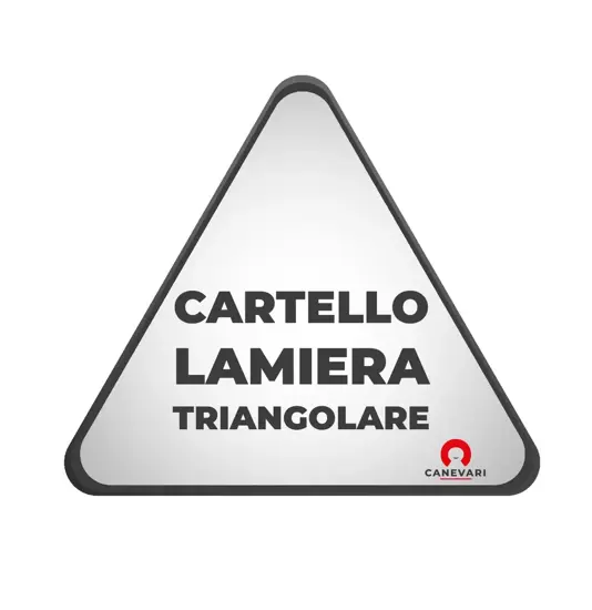 Cartello personalizzato in lamiera scatolata formato triangolare