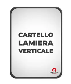 Cartello personalizzato in lamiera scatolata formato verticale