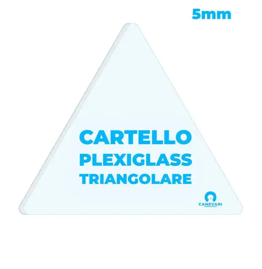 Cartello personalizzato in plexiglass da 5mm formato triangolare