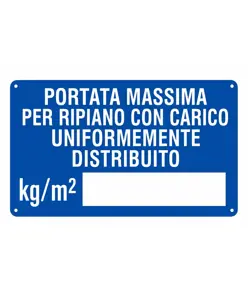 Cartello 'portata massima per ripiano con