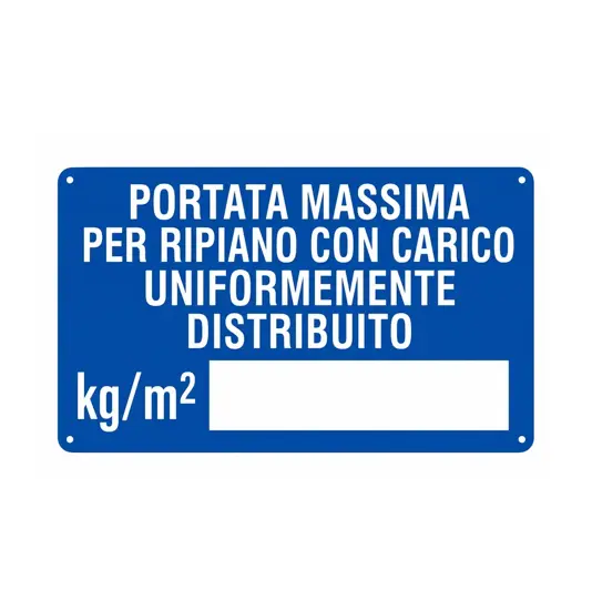 Cartello 'portata massima per ripiano con