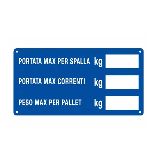 Cartello 'portata max per spalla