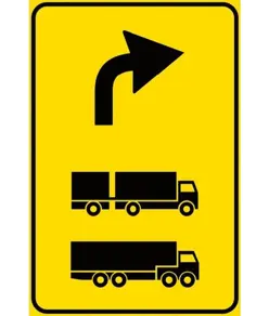 Cartello 'preavviso direzione autocarri consigliata' con direz. freccia a scelta