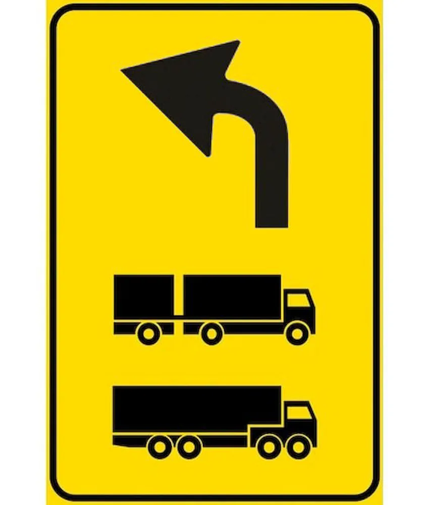 Cartello 'preavviso direzione autocarri consigliata' con direz. freccia a scelta, 900 x 1350 mm