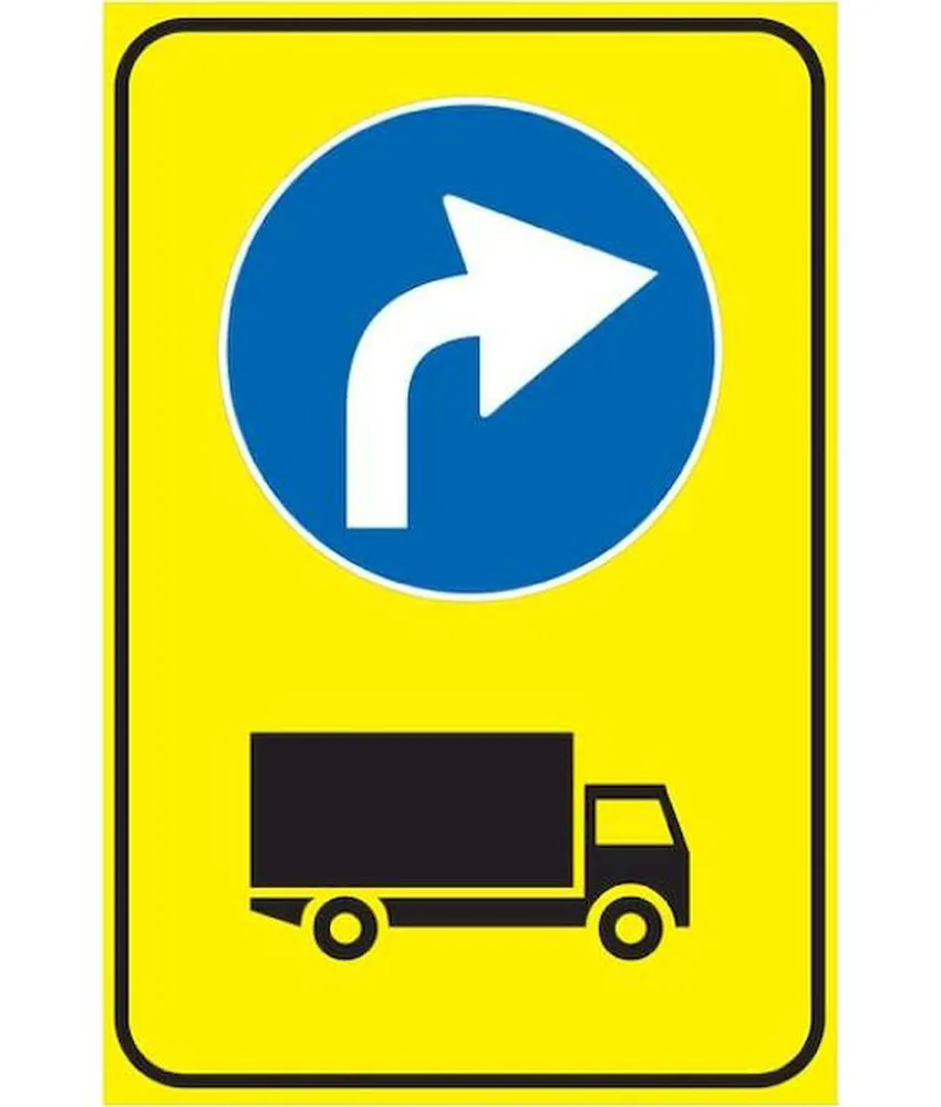 Cartello 'preavviso direzione obbligatoria camion' con simbolo freccia a scelta, 900 x 1350 mm