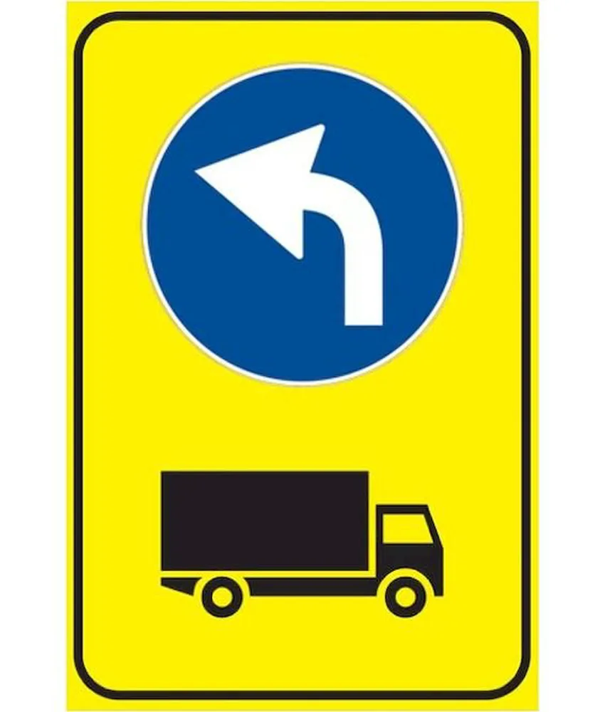 Cartello 'preavviso direzione obbligatoria camion' con simbolo freccia a scelta, 900 x 1350 mm