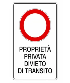 Cartello 'proprietà privata divieto di transito'