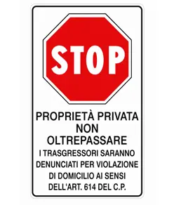 Cartello 'proprietà privata non oltrepassare'