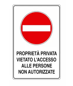 Cartello 'proprietà privata vietato l'accesso alle persone non autorizzate'