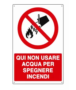 Cartello  qui non usare acqua per spegnere incendi