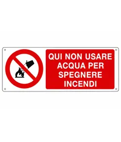 etichette adesive  qui non usare acqua per spegnere incendi