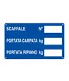Cartello 'scaffale n°___ portata campata kg