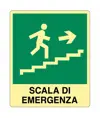 Cartello scala di emergenza a destra fotoluminescente