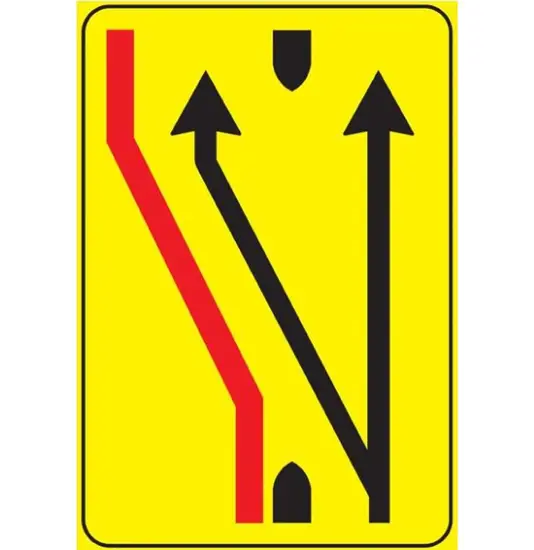 Cartello 'segnalazione corsia chiusa' in lamiera.