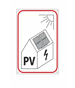 Cartello adesivo 'segnalazione impianto fotovoltaico su edificio'