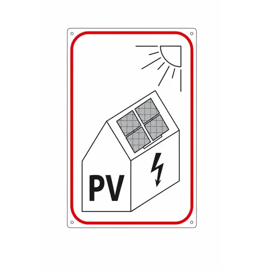 Cartello 'segnalazione impianto fotovoltaico su edificio'