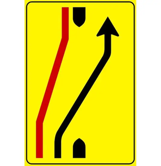 Cartello 'segnalazione rientro carreggiata' in lamiera. 
