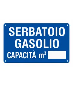 Cartello 'serbatoio gasolio capacità mq___'