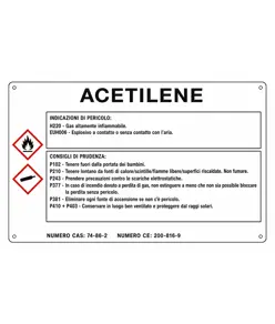 Cartello sostanza pericolosa 'acetilene'